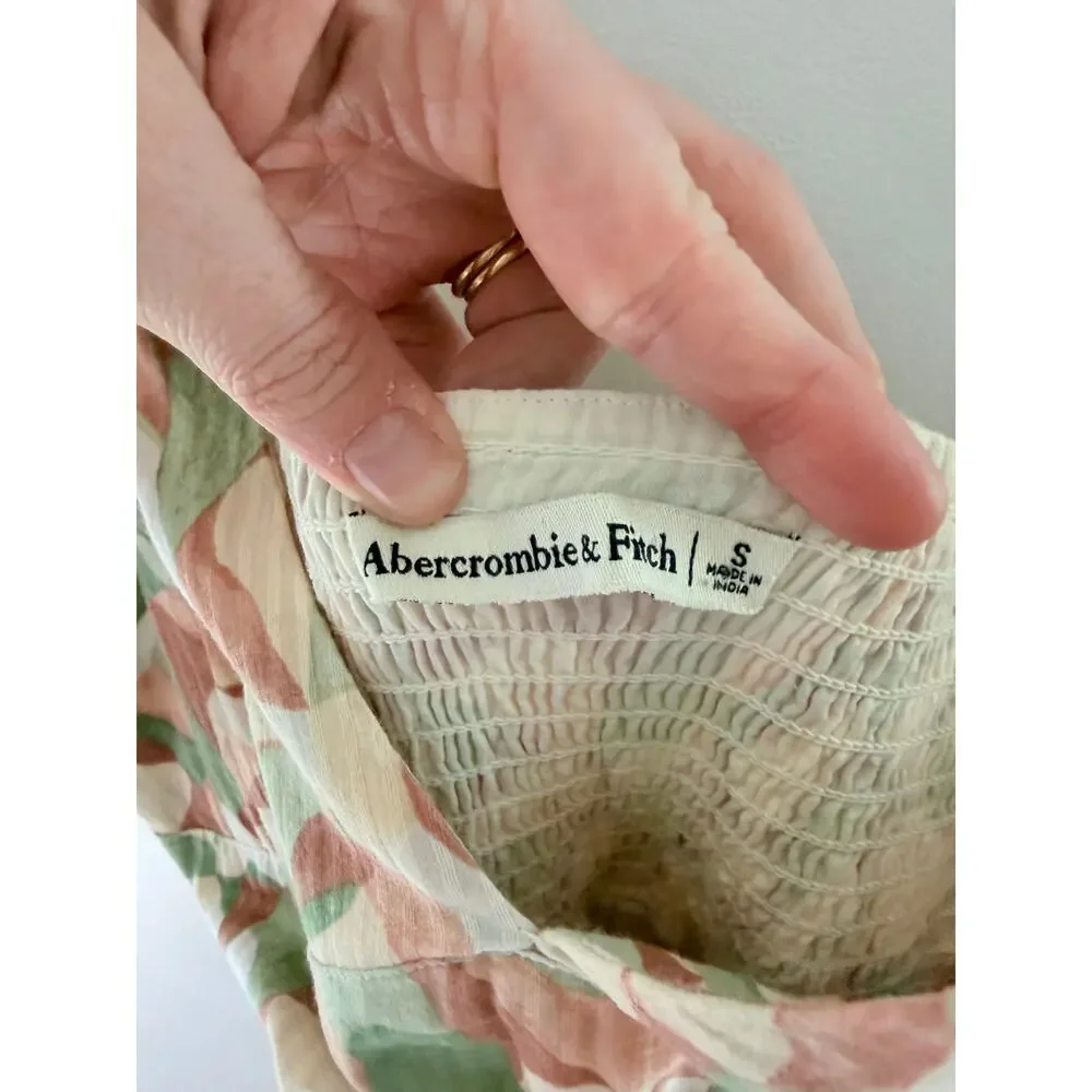 Abercrombie & Fitch Knotted Strap Maxi Green Pink Floral V-neck Dress-Size S